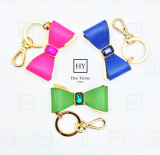High End Leather Bow Bag Charm Key Ring
